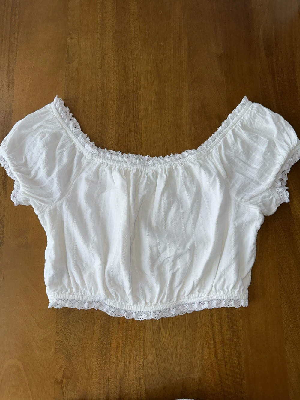 White Lace-Trim Cotton Chemise Top - American Eagle Outfitters